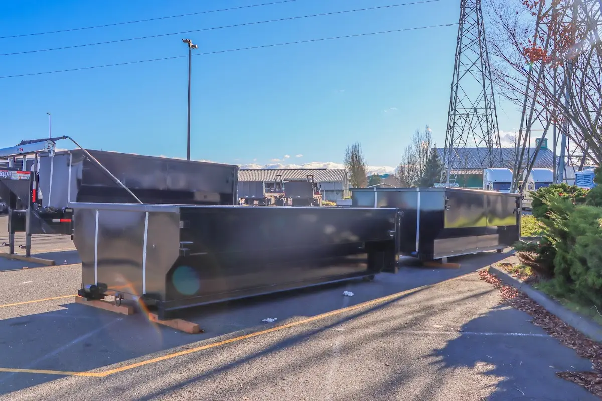 Roll-off dumpster ready for waste disposal at job site for 6 Yard Dumpster Rental in Tucson